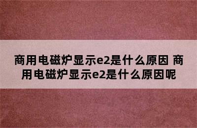 商用电磁炉显示e2是什么原因 商用电磁炉显示e2是什么原因呢